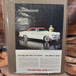 Vintage 1955 Chrysler Windsor Deluxe Nassau Magazine Car Print Ad Two Tone